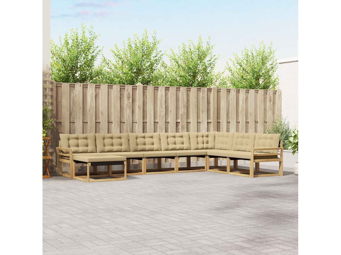 Vidaxl Conjunto De Sofás Para Exterior 8 Unid. Branco E Bege