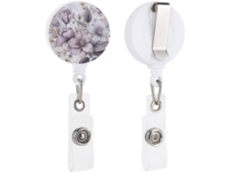 Porta Crachá Retrátil Com Clipe E Argola Chaveiro, Lilás Claro E Cinza, Porta Cartão De Identificação, Porta Crachá