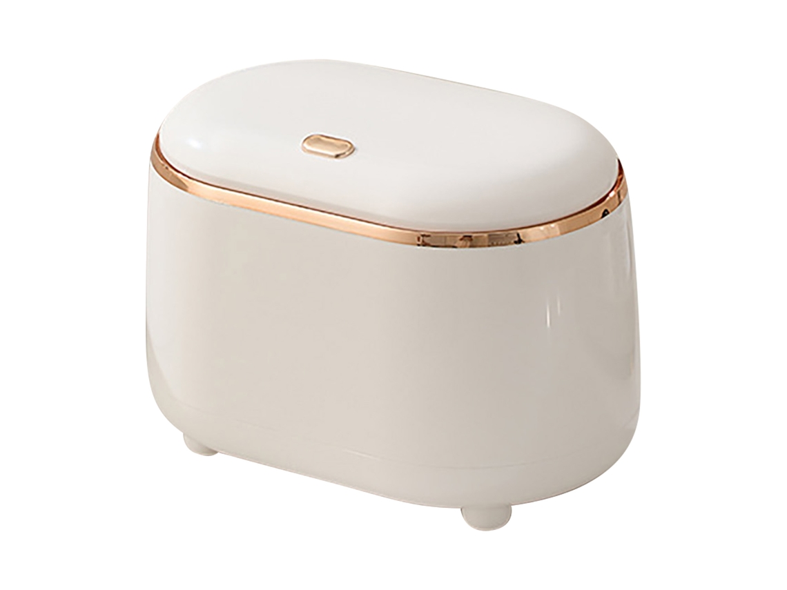Lixeira de Mesa Mini com Tampa por Pressão Material Abs para Escritório Branco S/MARCA