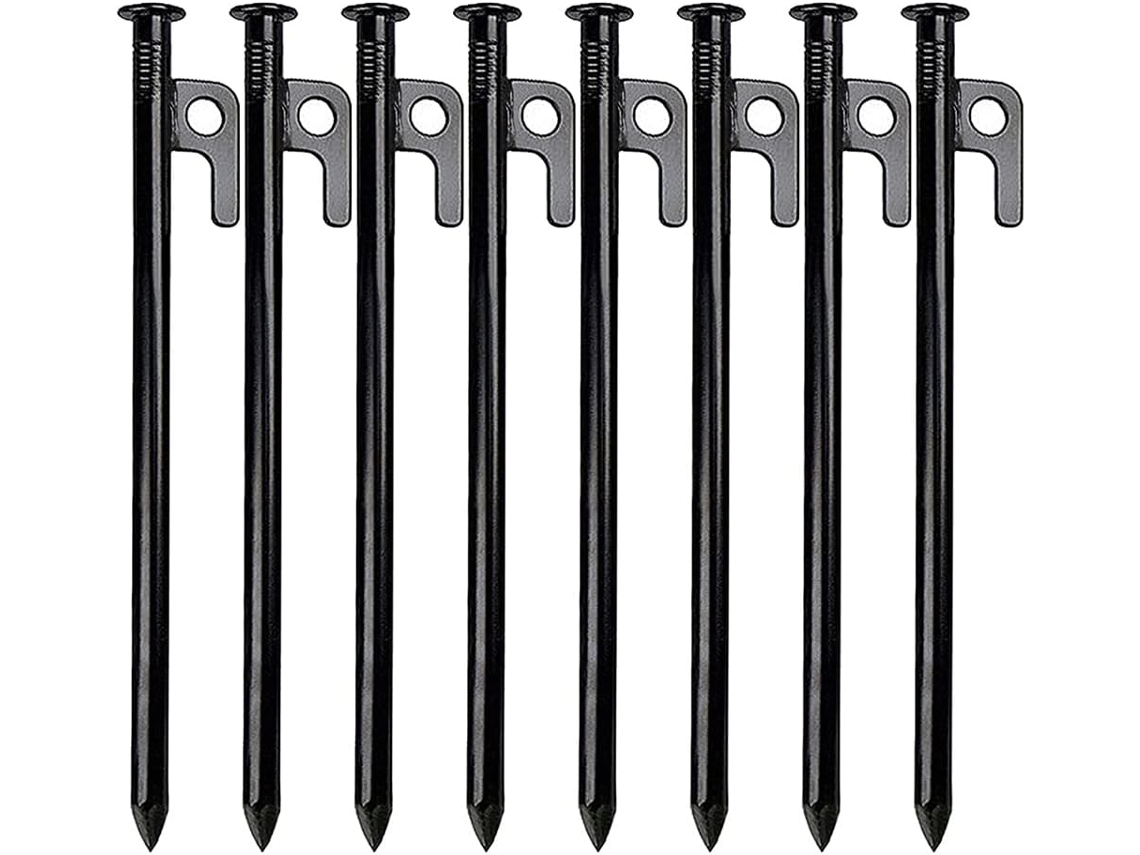 Conjunto de 8 Estacas de Metal Reforçadas para Camping, em Aço, Inquebráveis e Inflexíveis, 40 Cm SFUSHOS