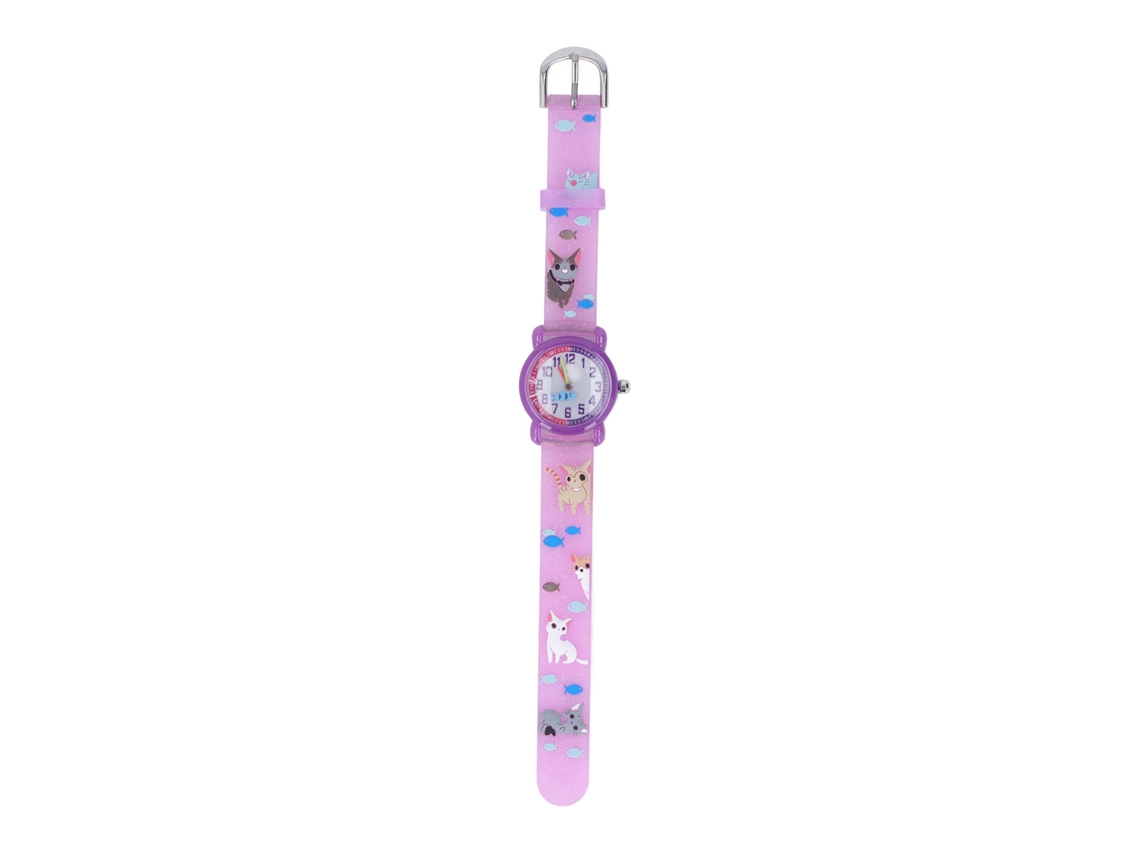 Primerox relógio Infantil Menino Menina Gatinho 3d Fofo À Prova D'água Presente Aniversário 3+ Roxo