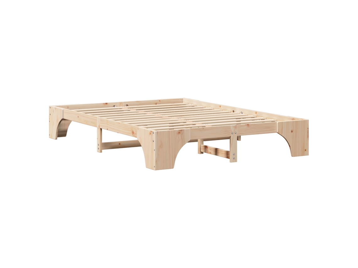 Conjunto 1 Estrutura Da Cama Vidaxl Castanho Madeira De Pinho Maciça (150 X 200 Cm)