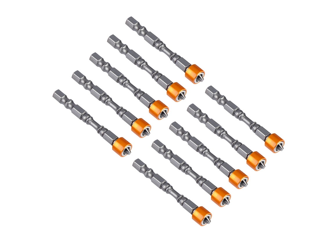 YURU kit de 10 pontas de parafusadeira ph2 com haste hexagonal magnética antiderrapante 65mm para drywall e gesso
