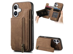 Capa Retrô De Couro Com Zíper Para Iphone 17