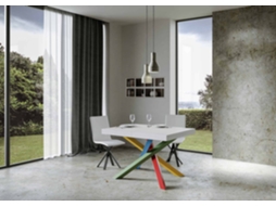 Mesa de Jantar Extensível 90X140/244 Cm Volantis Premium Cinza Branca Quadro 4/B ITAMOBY