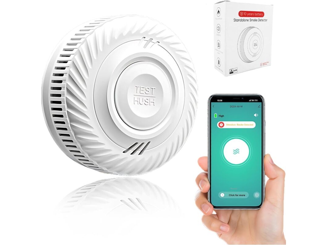 Detector De Fumaça Inteligente Com Sensor Fotoelétrico, Alarme De 85 Db E Bateria Com Duração De 10 Anos(1 Geração)
