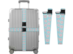 Conjunto De 2 Cintas Bagagem Ajustáveis Em Poliéster Azul Com Formato Donut, Ideais Para Viagens Acessórios Essenciais