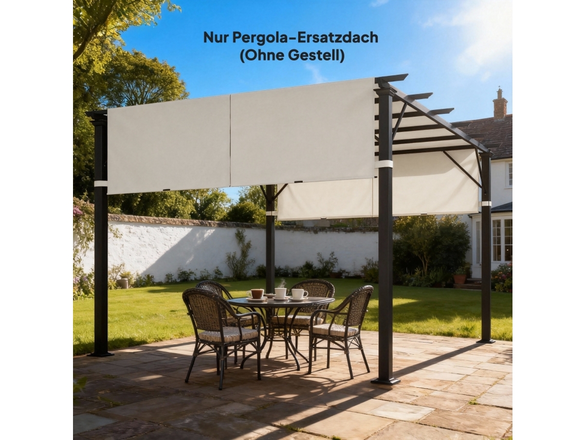 Teto de reposição para pérgola com proteção UV, vela solar para cobertura de terraço 3x3 m, Creme ZIWEI STORE