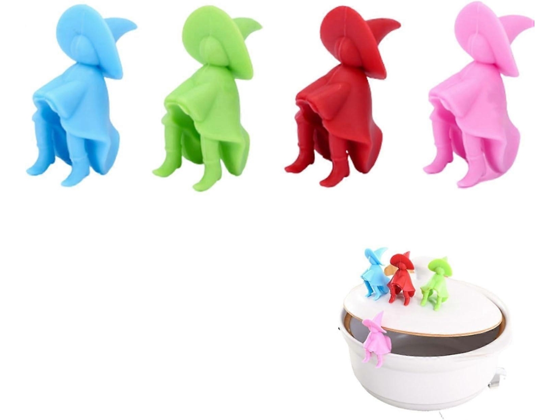 4 Peças Elevador Tapa de Panela de Silicone Anti vazamento Evita Salpicos Libera Vapor Ferramenta de Cozinha Decoração Acessório Bonito