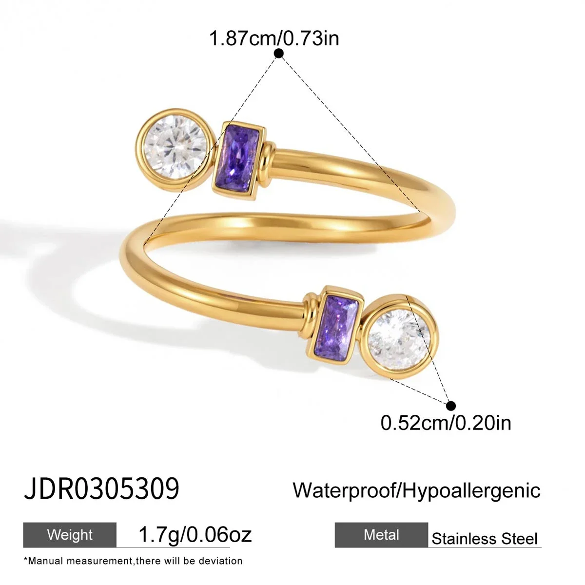 Anel Espiral De Zircônia Multicamadas, Banhado A Ouro, À Prova D'água, Joia Para Usar Em Conjunto Com Outros Anéis.