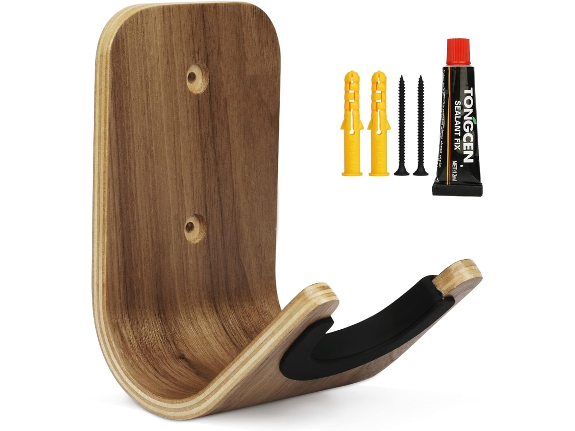 Suporte De Parede Para Guitarra, Design Moderno E Resistente Em Nogueira Preta Requintada Para Armazenamento E Exibição Seguros De Instrumentos Musica
