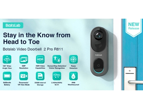 Campainha De Vídeo Inteligente Botslab R811 2 Pro 5mp Wifi Dual Visão 360° 11 Detecção Ai/radar/pir Áudio Bidirecional Sem Fio Sem Taxa Mensal