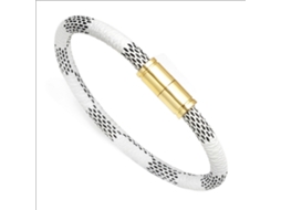 Bracelete De Couro Com Listras Fecho Magnético Acessório Fashion