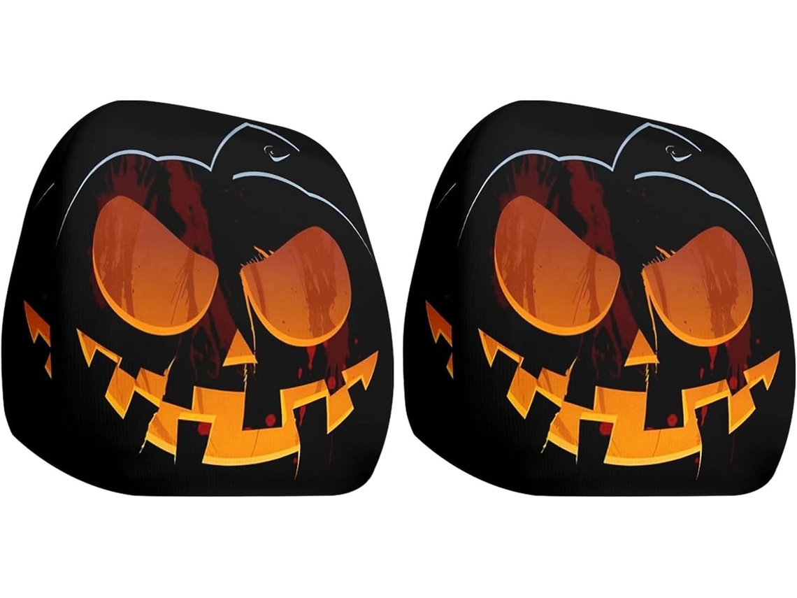 Conjunto De 2 Capas Decorativas Para Carro Cabeça Encosto, Dupla Face Com Olhos Assustadores