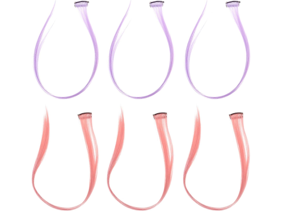 Apliques de cabelo coloridos com presilhas para cabelos longos e lisos, 6 peças em seda de alta qualidade.