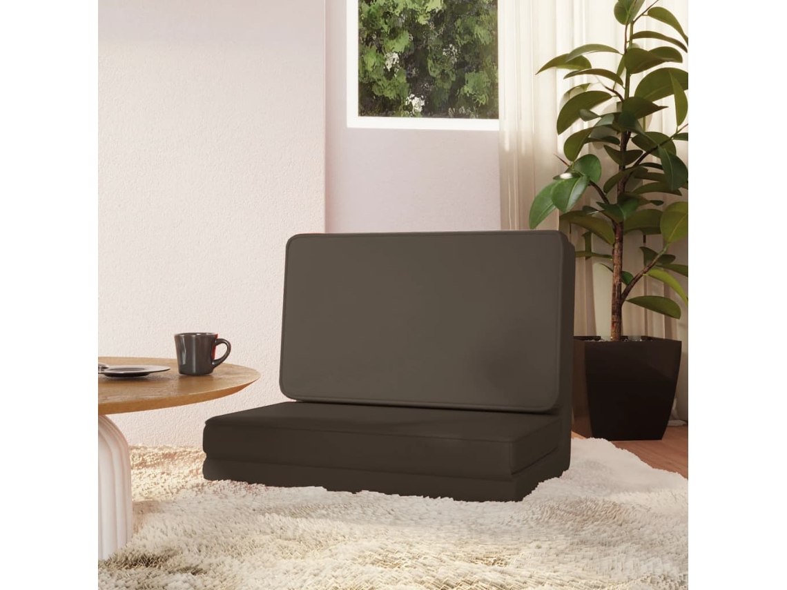 Vidaxl Colchão Dobrável Couro Artificial Antracite