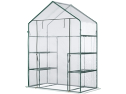 Estufa De Verde Jardim Com 4 Prateleiras Porta Fecho Correr Para Cultivo Plantas Flores Vegetais 142x73x195 Cm