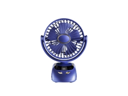 Ventilador portátil silencioso, recarregável via USB, visor LED, luz noturna, cinco velocidades, rotação de 90°