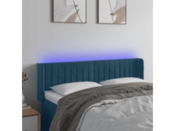 Vidaxl Cabeceira Cama C/ Luzes Led Veludo 147x16x78/88 Cm Azul-escuro