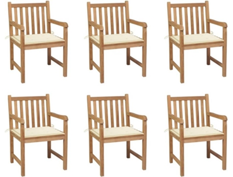 Conjunto 6 Cadeiras de Jardim  c/Almofadas 3073033 (58x60x90 cm - Madeira)
