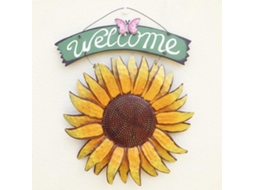 Placa de Boas vindas Girassol em Ferro para Parede Arte Decorativa