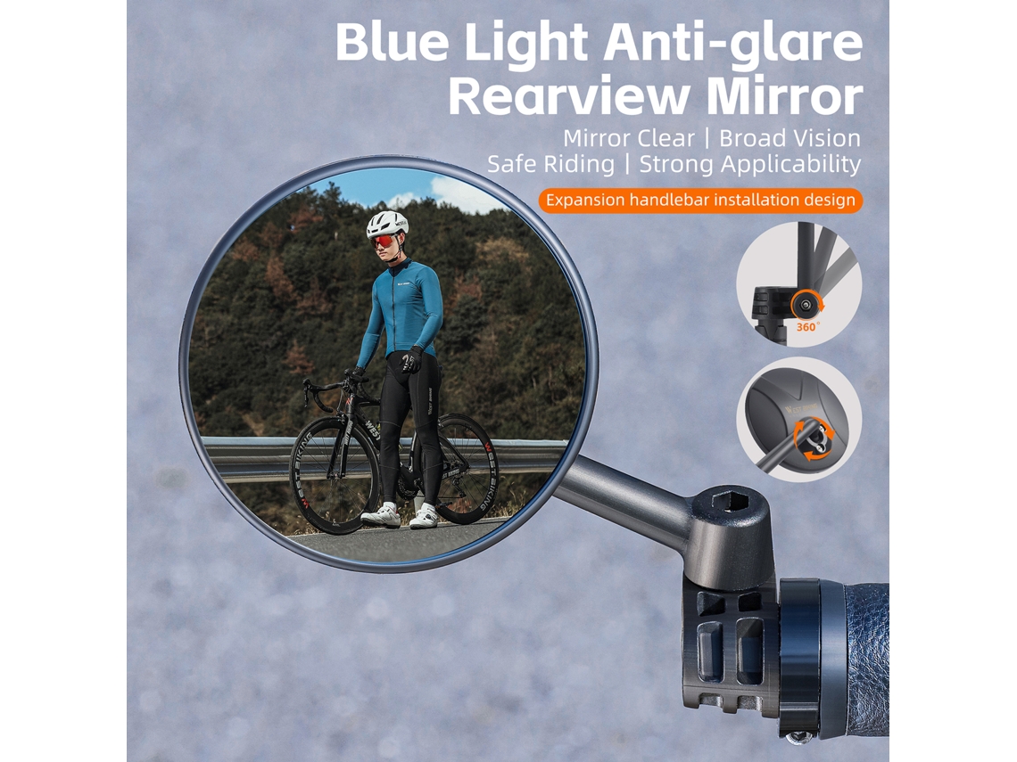 Espelho retrovisor ajustável Mali para bicicleta com plug anti glare e plegável