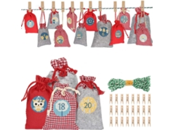 Calendário Do Advento Com Estampa Elegante De Natal, Sacolas De Linho Para Presente Para Decoração De Festas Em Casa, Bolsa Reutilizável Com Cordão, B