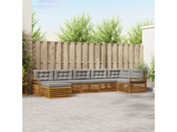 Vidaxl Conjunto De Sofás Para Exterior 7 Pcs Cinza Natural E Claro