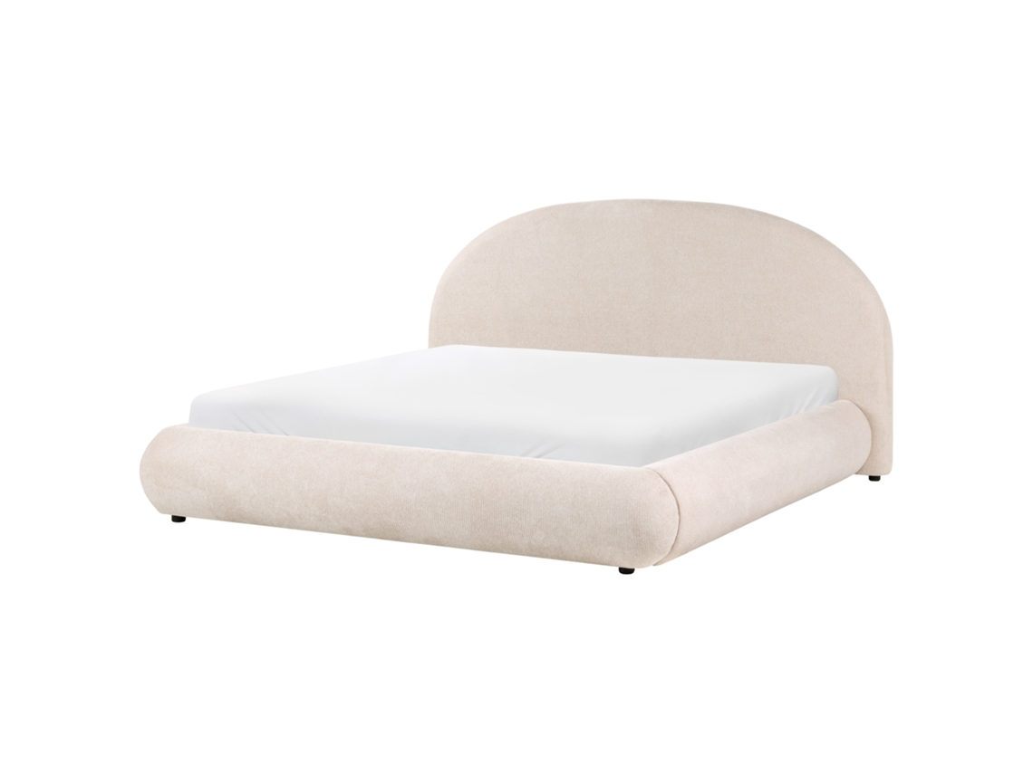 Cama Con Almacenaje Beliani Grasse De Tela Beige 220x225x115