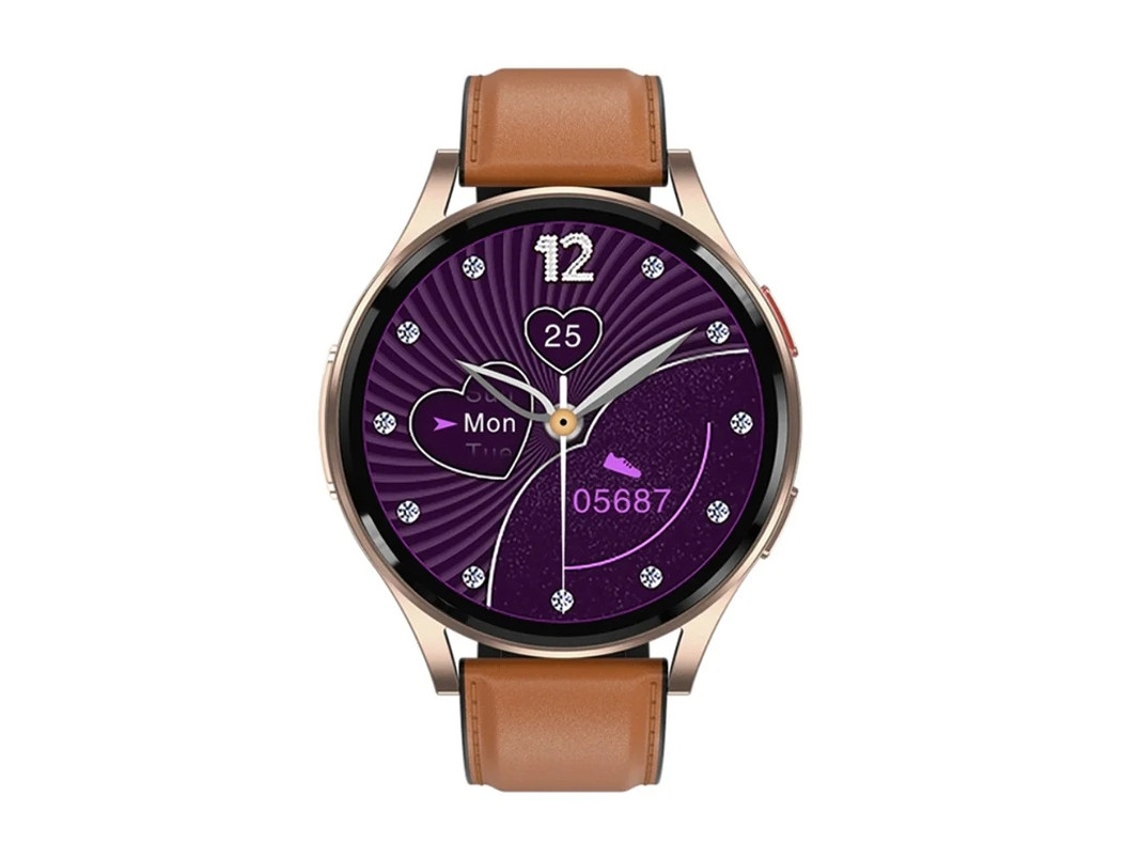 Smartwatch com chamadas Bluetooth, reprodução de música, notificações e monitoramento de ECG, marrom. Bestvite
