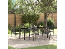 Vidaxl Conjunto De Jantar Para Jardim 7 Unid. Preto Aço Revestido A Pó