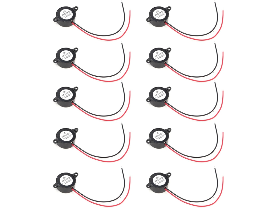 Kit De 10 Buzzers Eletrônicos Piezoelétricos Sfm-20b Dc3-24v, Alarme De 87db Com Fio Para Projetos De Circuitos
