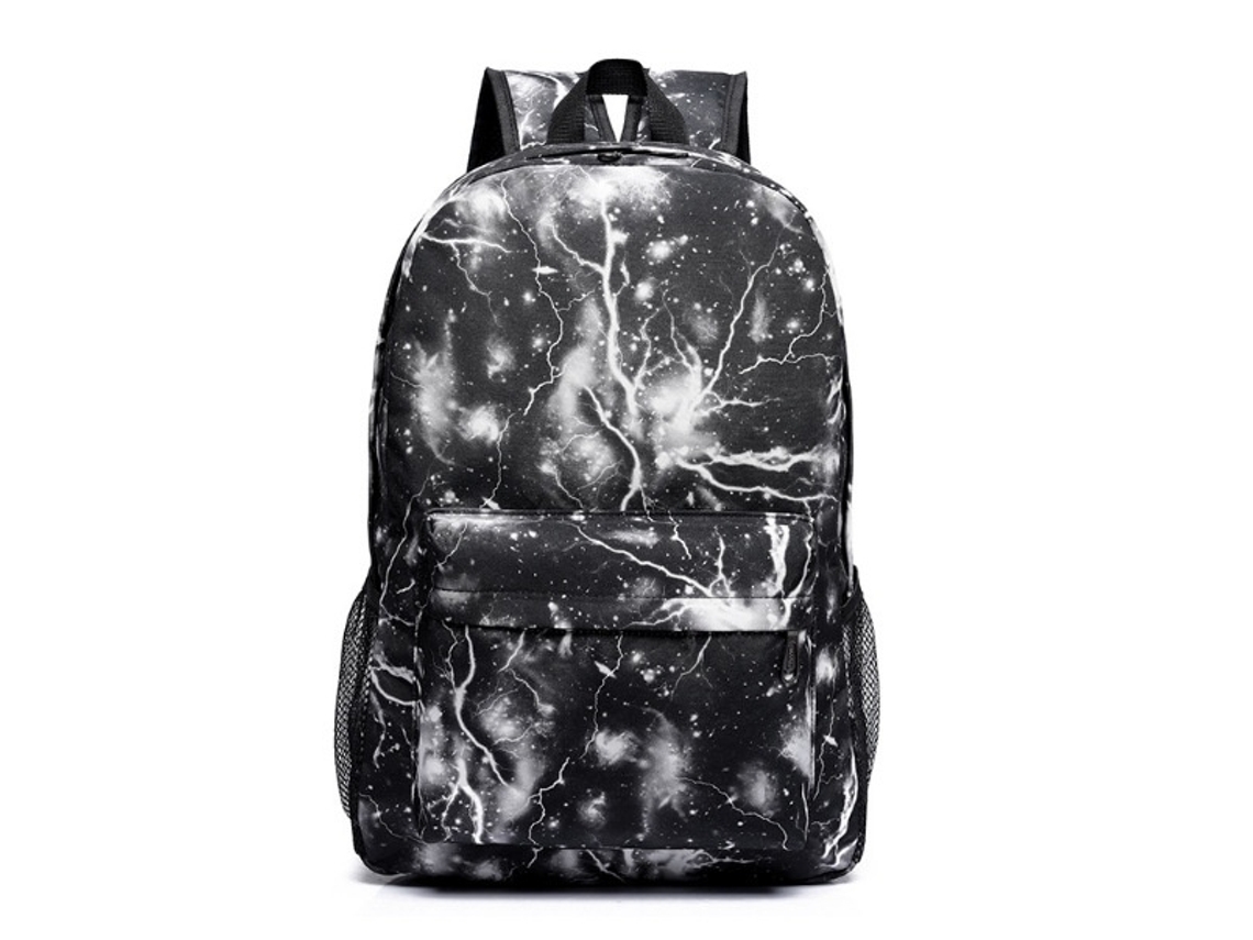 Mochila De Estudante Com Padrão Geométrico 3d De 17 Polegadas Para Rapazes E Raparigas Preto