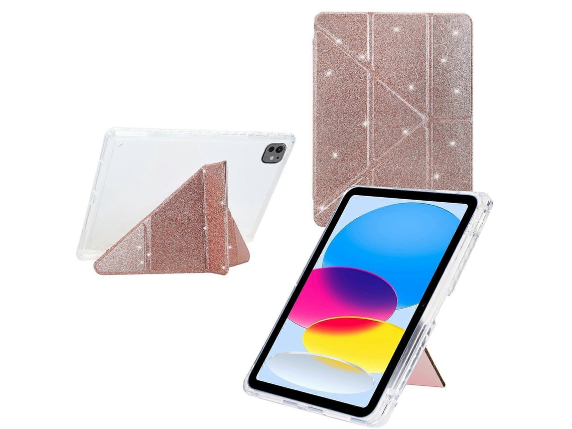 Capa inteligente de couro acrílico transparente Webake para tablet com glitter e dobra em Y