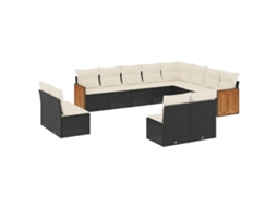 Conjunto 1 Conjunto De Sofás De Jardim Vidaxl Preto Vime Pe (62 X 62 X 69 Cm)