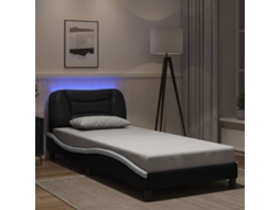 Estrutura Cama C/ Luzes Led 80x200cm Couro Artif. Preto/branco