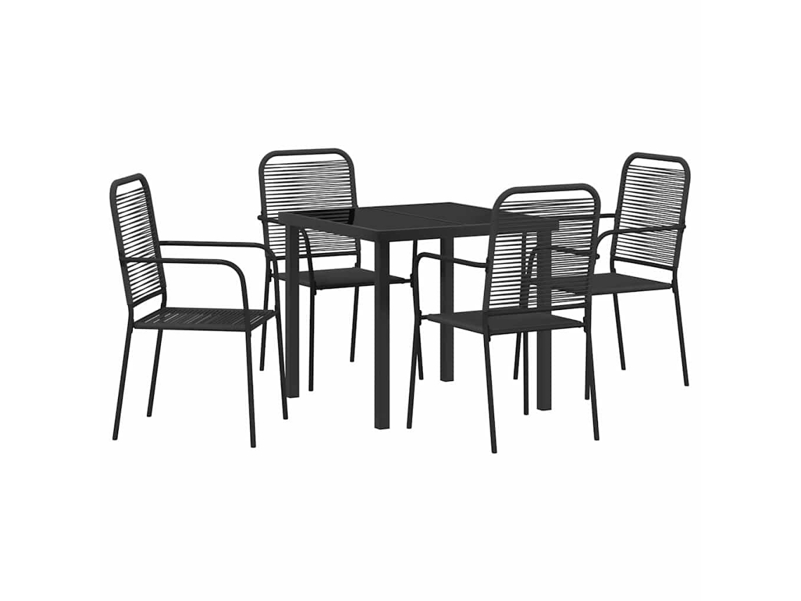 Maison Exclusive - Conjunto De Jantar Para Jardim 5 Pcs Preto Aço Revestido A Pó