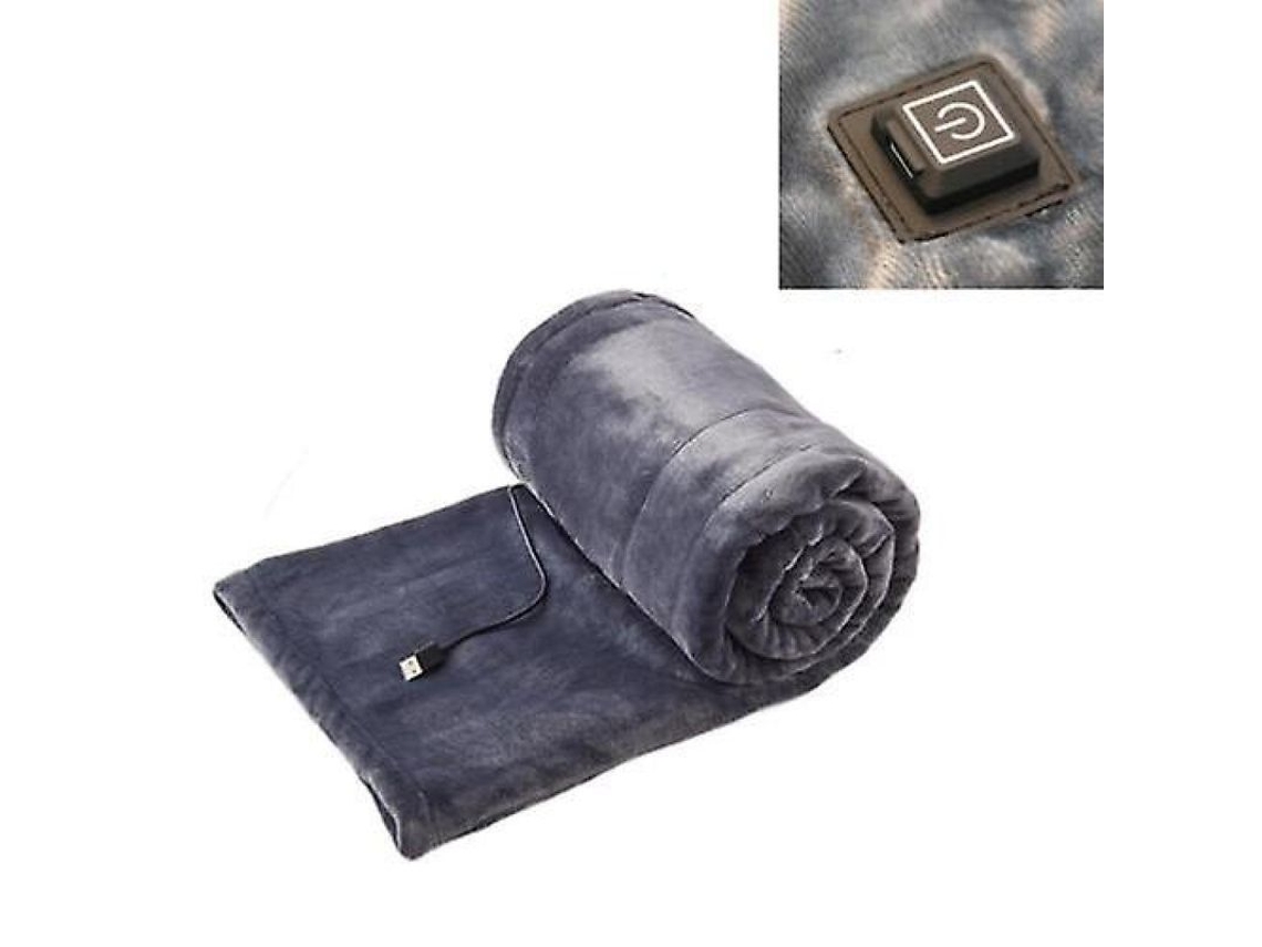 Manta Elétrica Usb Portátil Com Termostato Inteligente E Aquecedor De Mãos Para Inverno 140*80 Cm Gris