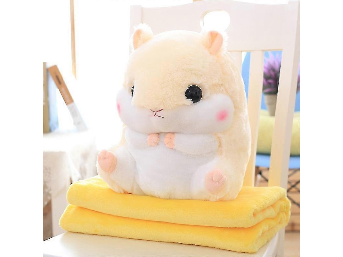 Brinquedo De Pelúcia Hamster Bege Com Manta Macio