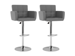 Vidaxl Bancos De Bar 2 Pcs Couro Artificial Cinzento