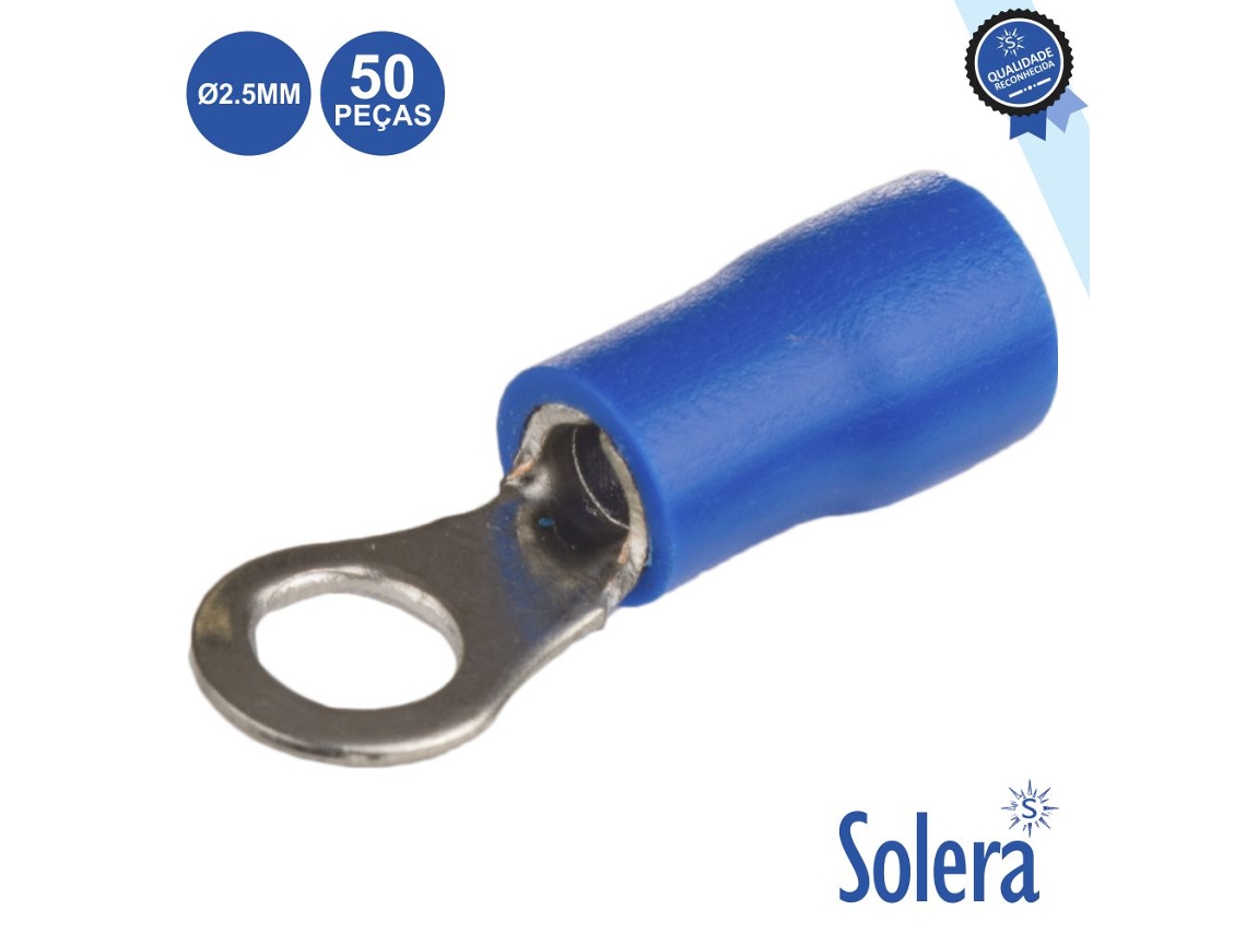 Terminal Redondo Isolado 2.5mm 50x Azul Solera