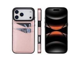 Capa Para Iphone 17 Pro Max - Couro Cor Lichia Com Compartimento Para Cartão