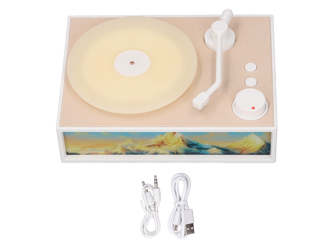 Primerox luz Noturna Alto falante Bluetooth Clássico Retrô com Luz Ambiente Suporta Cartão 32gb Branco