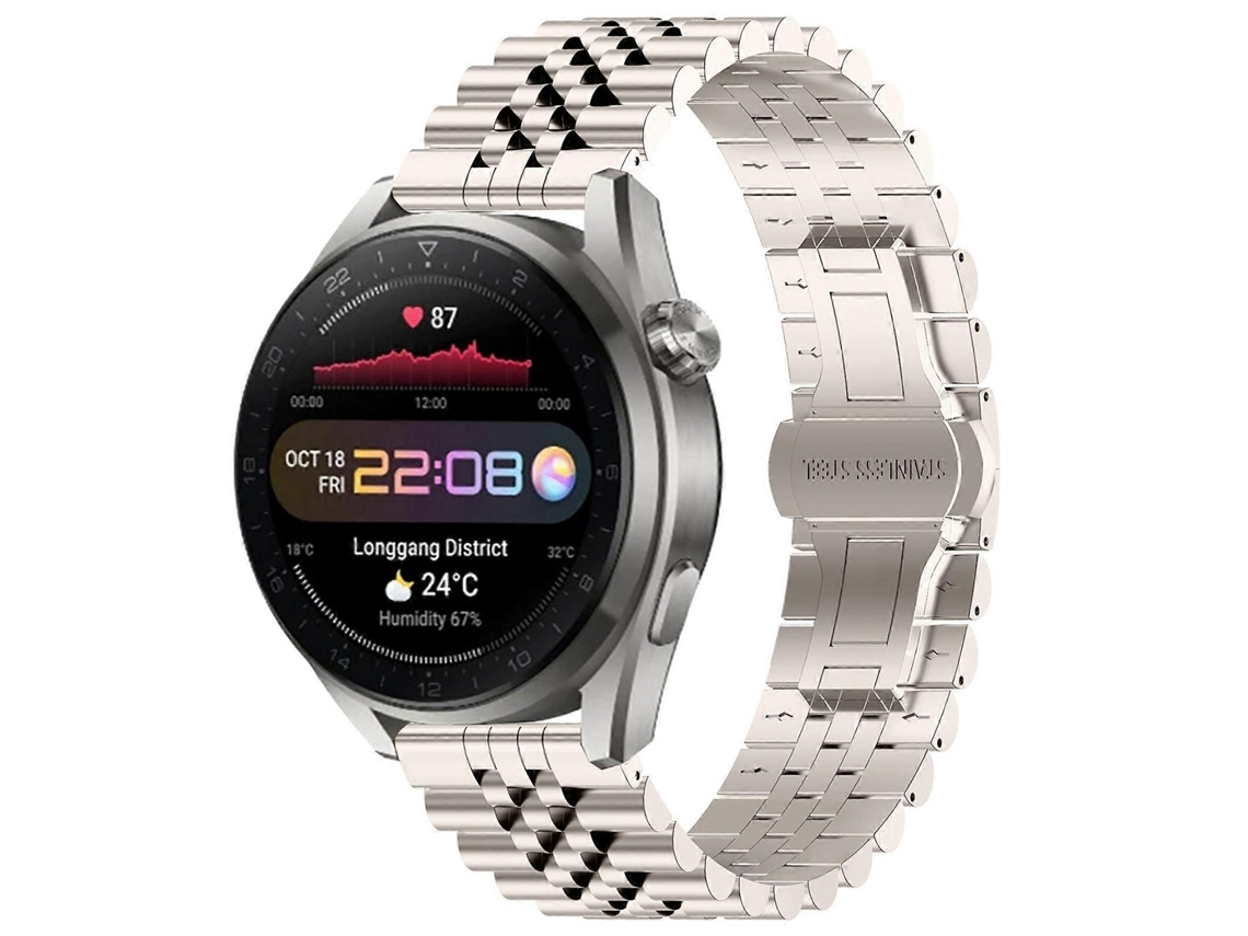 Pulseira De Aço Inoxidável Five Bull Half Round Para Huawei Watch3 Pro + Ferramenta Para Remoção Da Pulseira