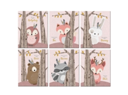 Laxiscreed Conjunto De 6 Quadros De Arte Em Tela Com Animais Divertidos Para Decoração De Parede