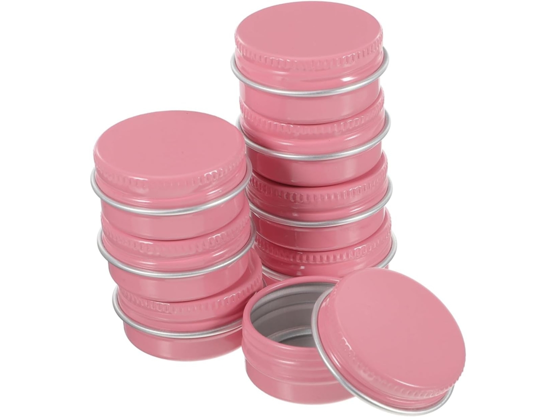 Conjunto De 8 Caixas De Cosméticos Redondas De Alumínio, Rosa
