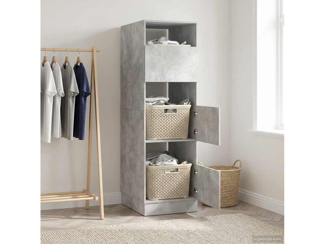 Vidaxl Armário De Lavanderia Com Porta Cimento 50 X 68 X 162 Cm