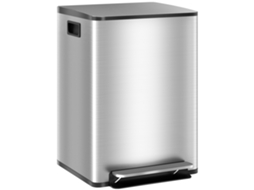 Lixeira De Cozinha De 2 Compartimentos Com Pedal, 2 X 20l, Em Aço Inoxidável, Com Tampa De Fecho Suave.