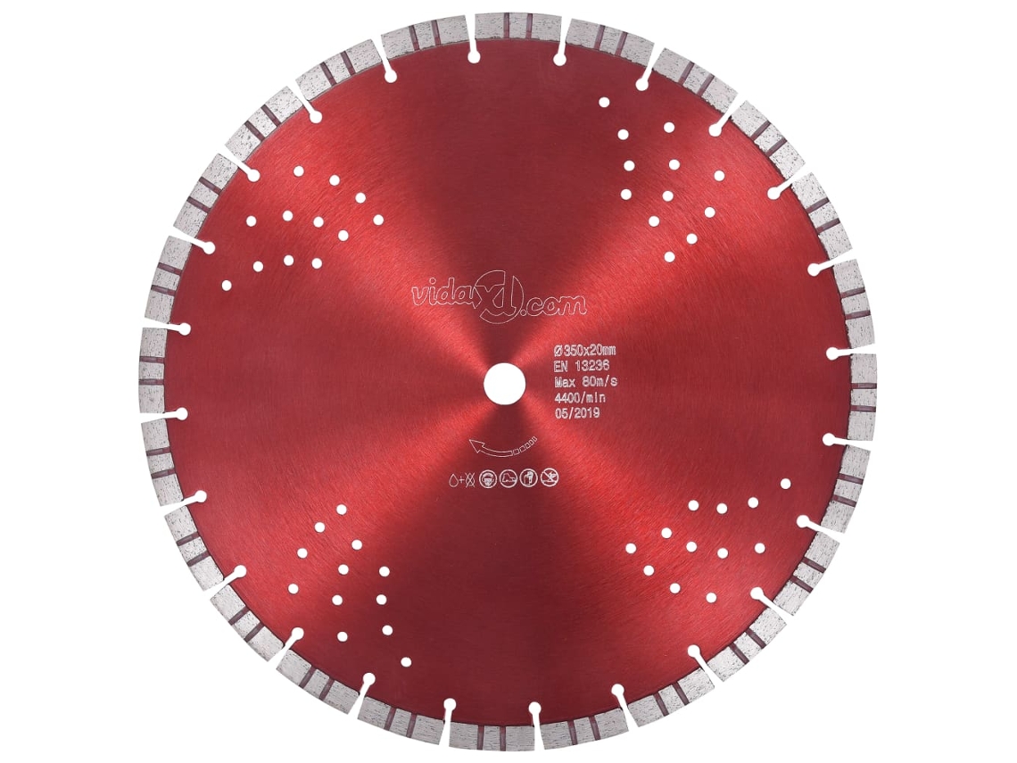 Vidaxl Disco De Corte De Diamante Com Turbo E Orifícios Aço 350 Mm