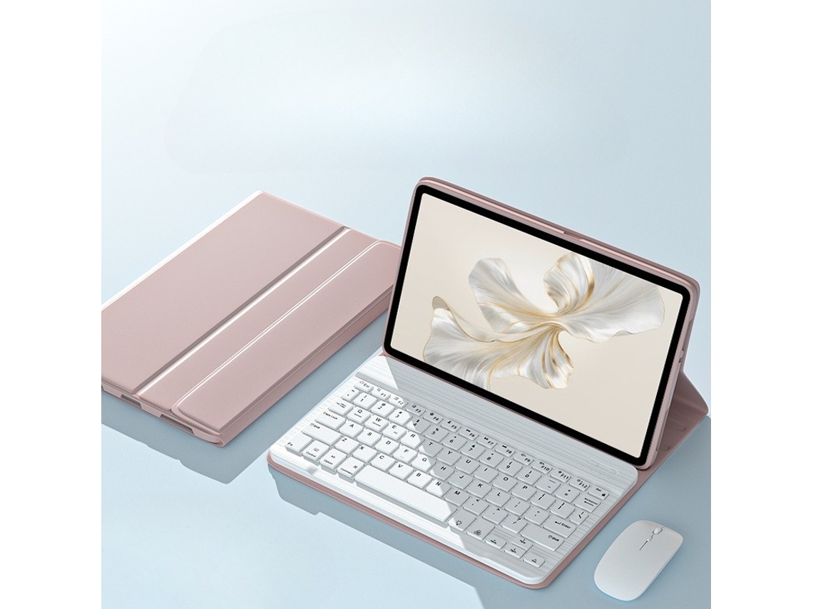 Capa Protetora Para Honor Magic Pad 2 (12,3 Polegadas), Com Teclado Bluetooth Destacável, Rosa Elysve